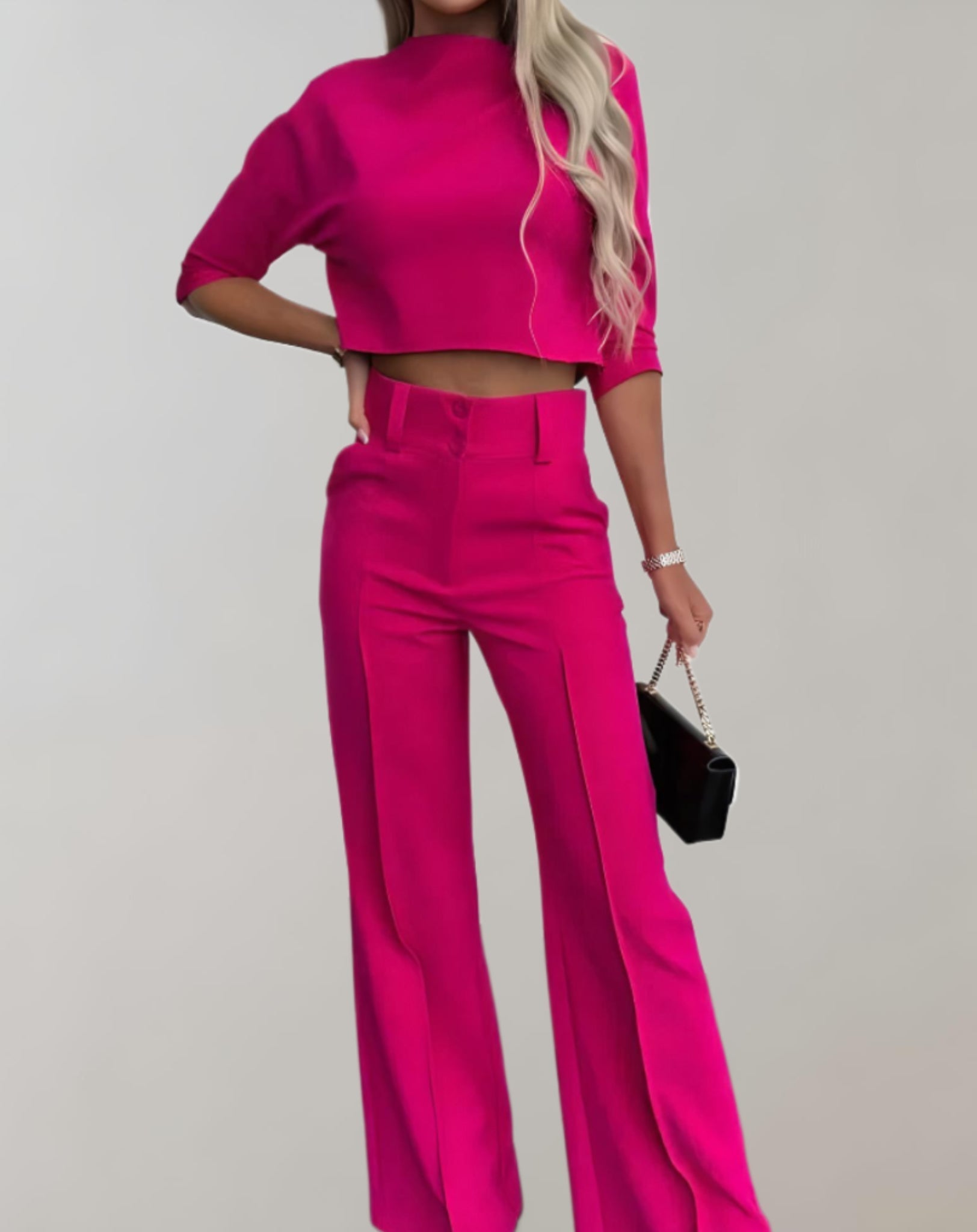 Lauretta - 2-teiliges Set mit Kurzarm-Oberteil und weit geschnittener Hose