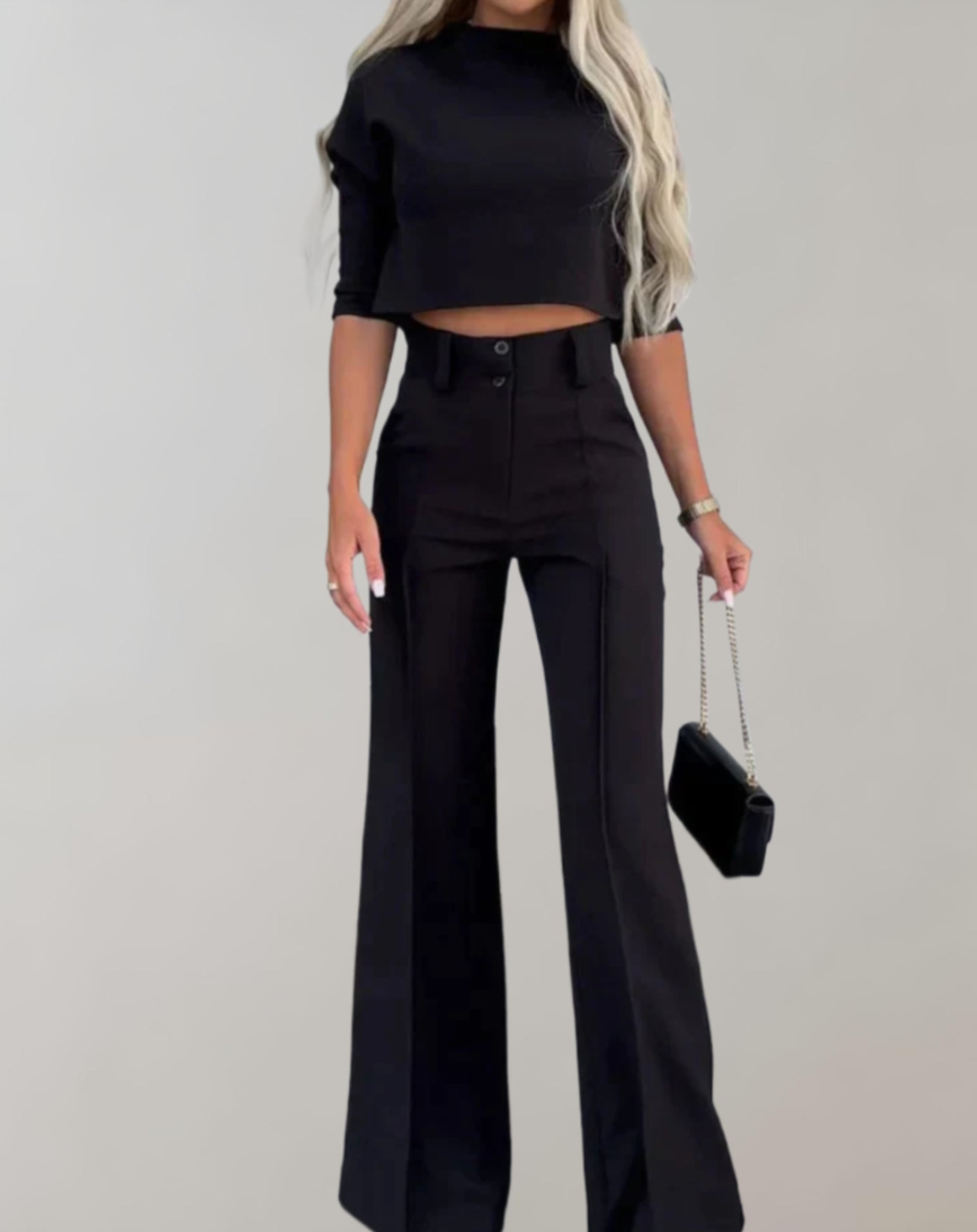 Lauretta - 2-teiliges Set mit Kurzarm-Oberteil und weit geschnittener Hose