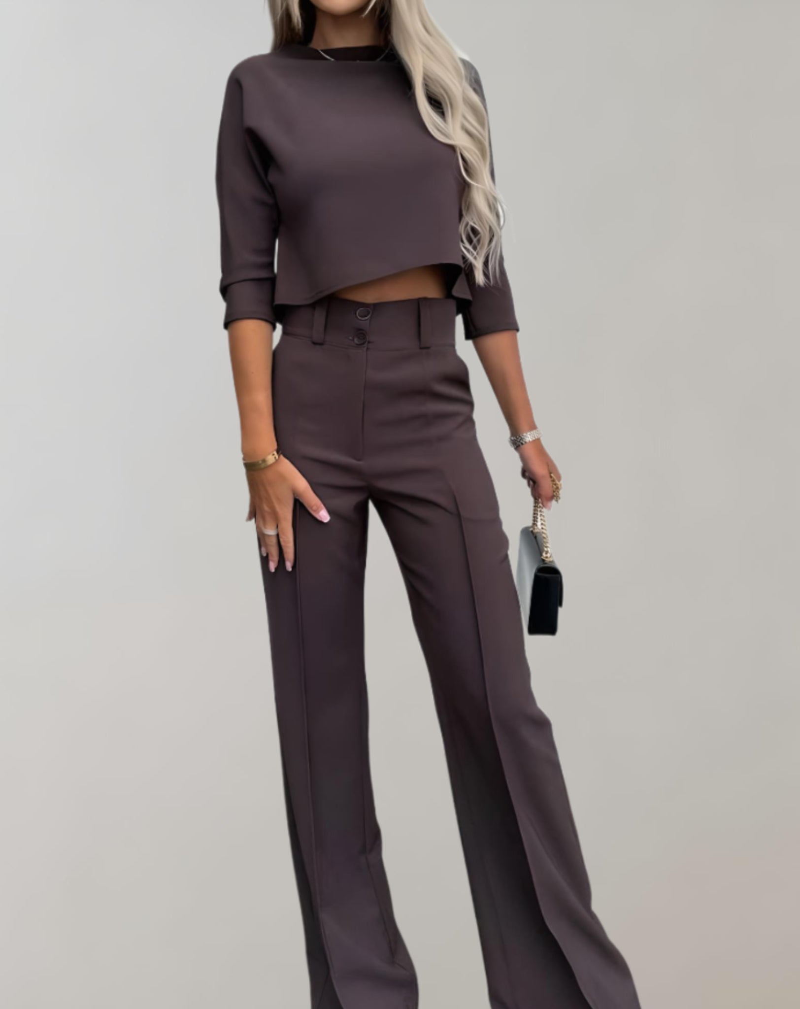 Lauretta - 2-teiliges Set mit Kurzarm-Oberteil und weit geschnittener Hose