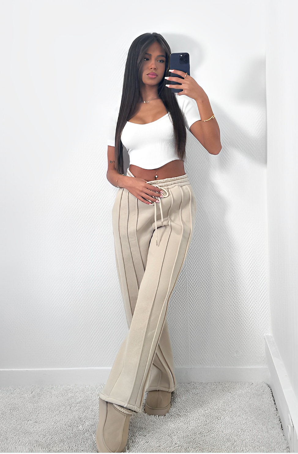 Deluxe - Striped Loose-Fit Sweatpants