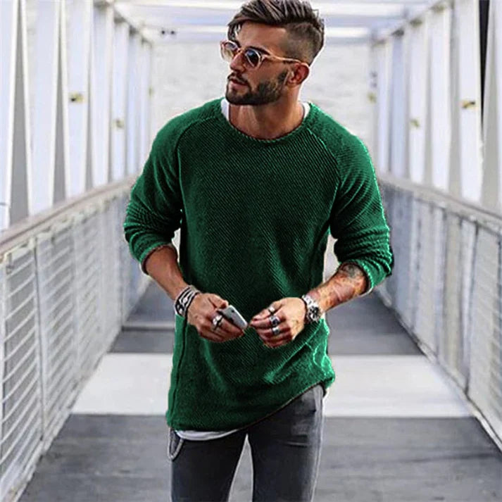 Modischer Langer Herren-Strickpullover im Lässigen Stil