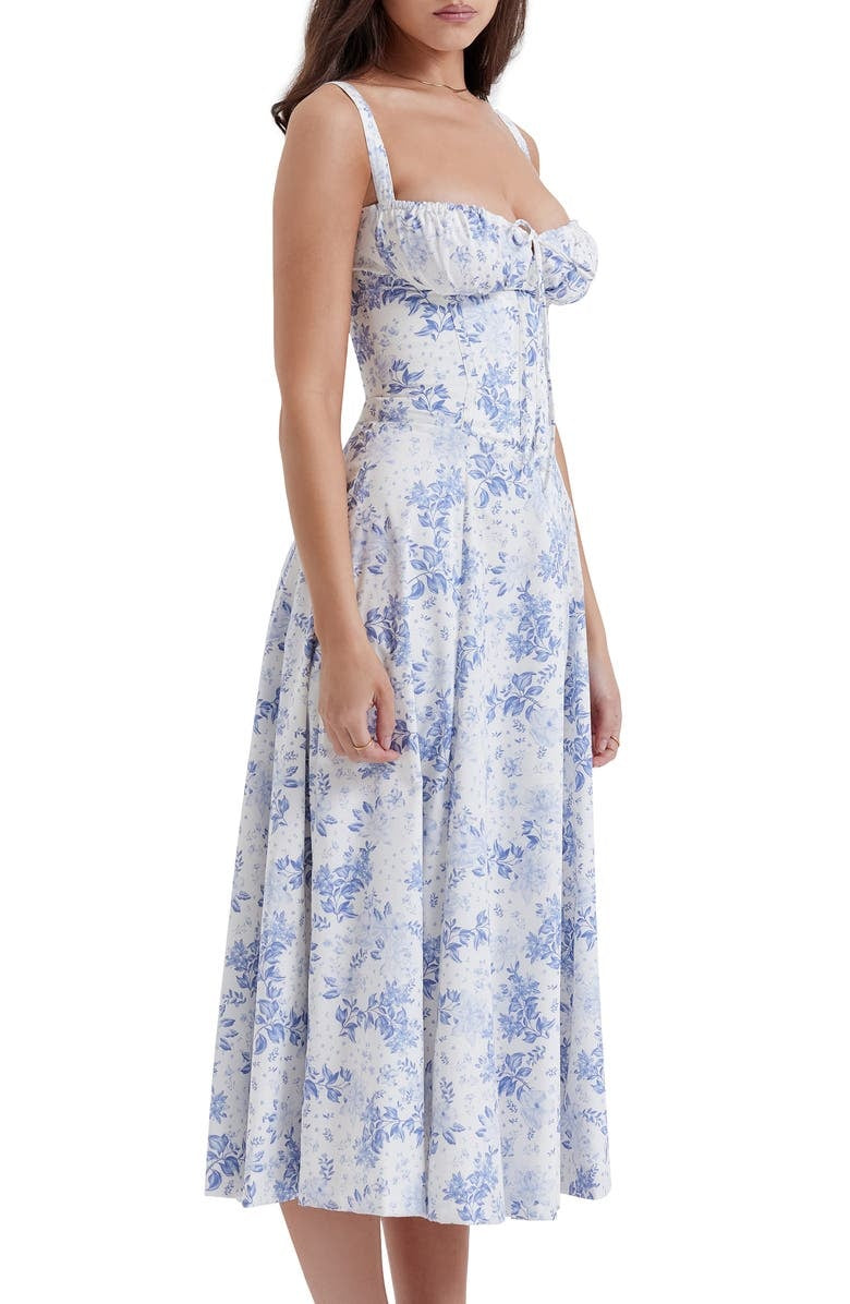 Floral Bustier Waist-Slimming Midriff Dress