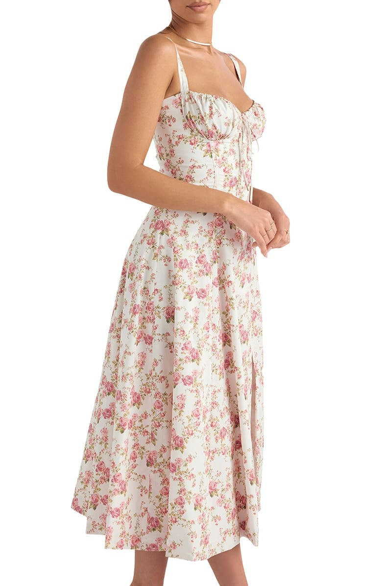 Floral Bustier Waist-Slimming Midriff Dress