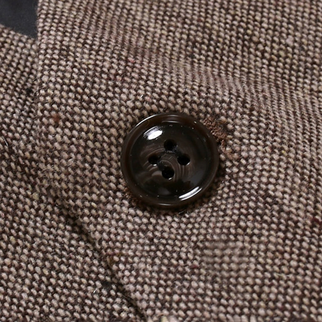Vintage Herrenweste mit Knöpfen & Hosenträgern aus Echtleder – Tweed-Optik für Business, Hochzeiten & Retro-Outfits