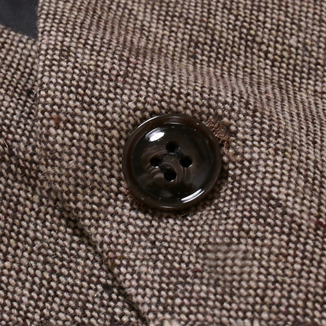 Vintage Herrenweste mit Knöpfen & Hosenträgern aus Echtleder – Tweed-Optik für Business, Hochzeiten & Retro-Outfits