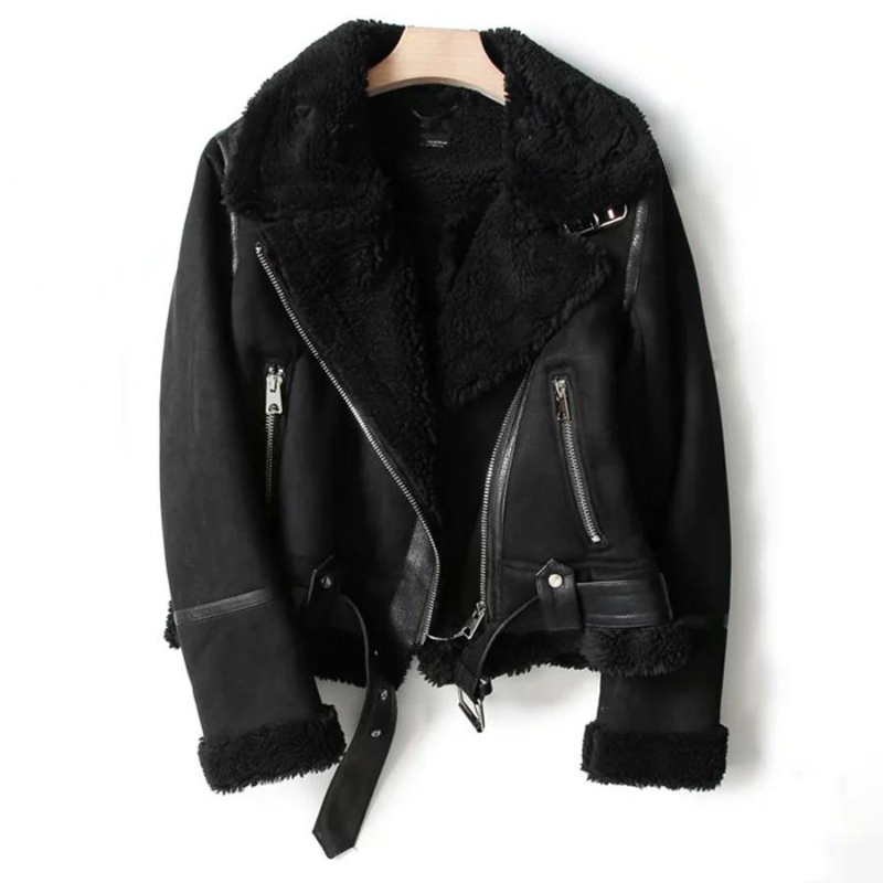 Macie | Lederjacke mit Sherpa-Innenfutter