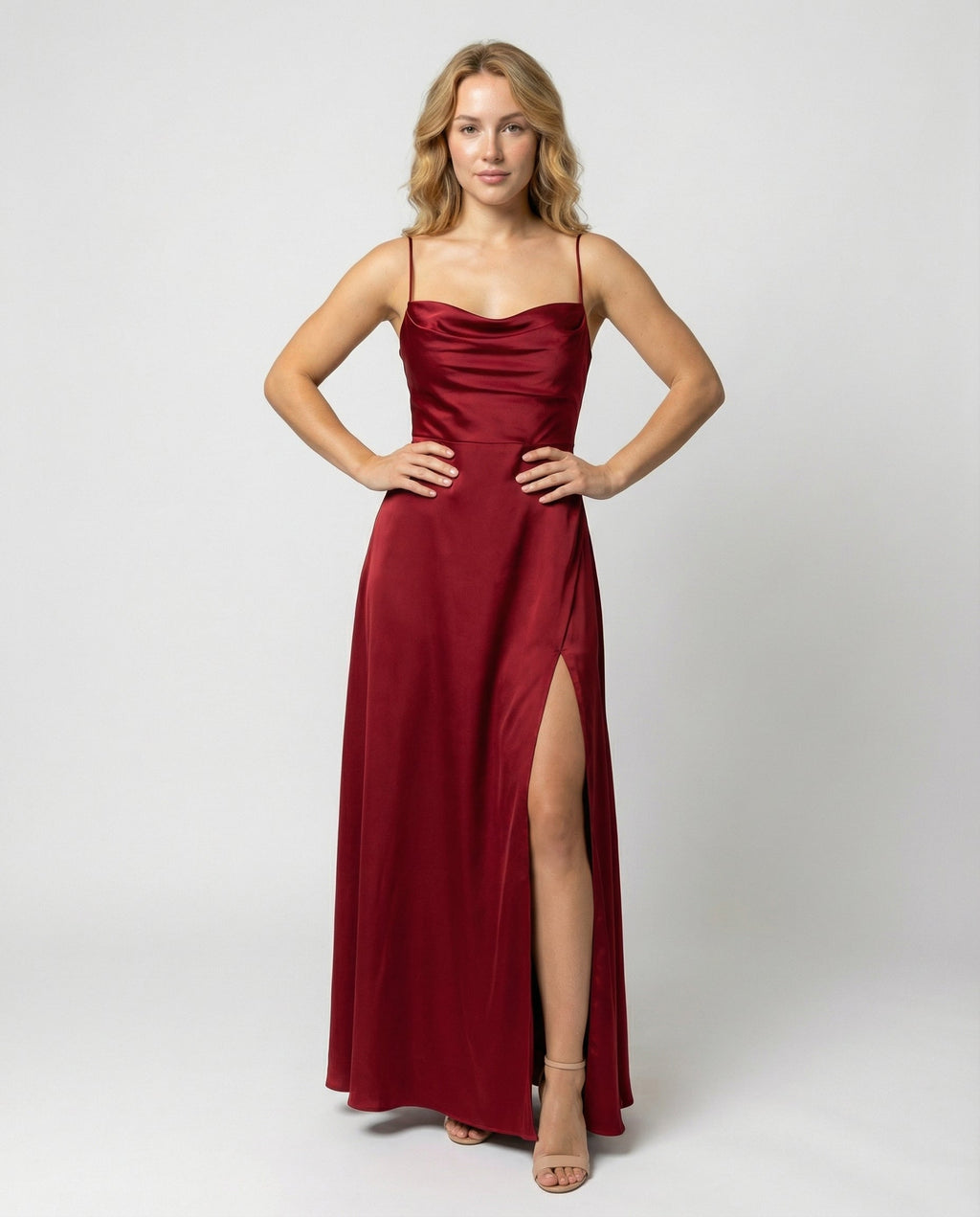 Mira Damen Maxikleid | Fließender Schnitt, Eleganter Beinschlitz 0