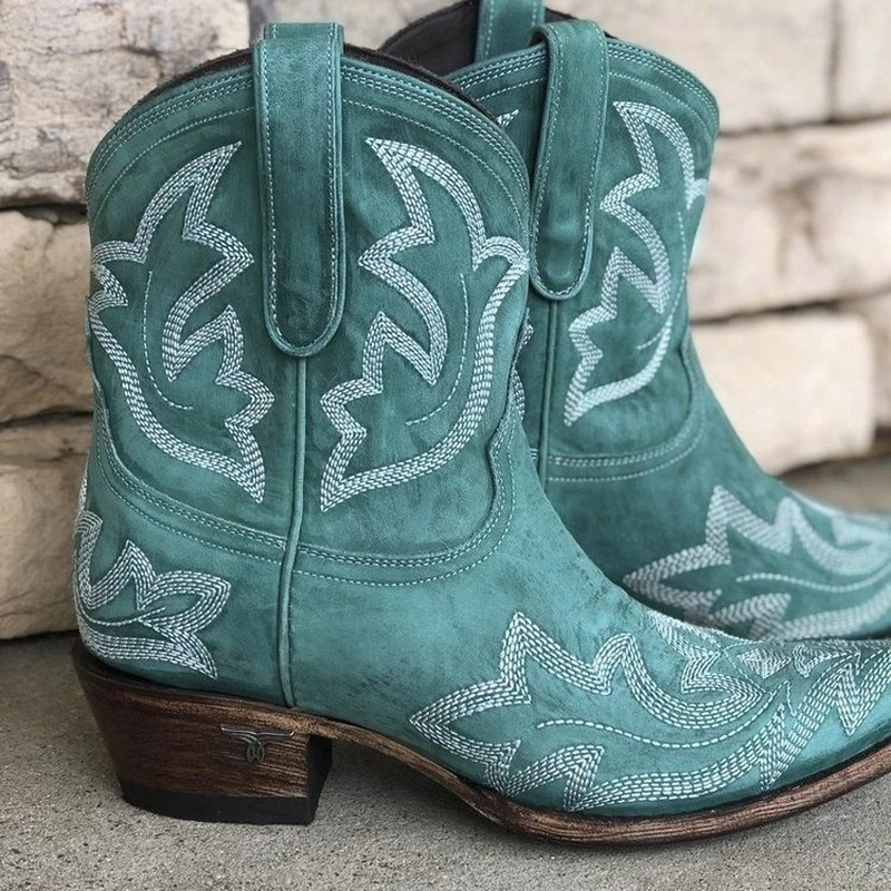 Lina - Leder-Cowboystiefel mit Stickerei