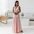 Gretchen - Women's Solid Color V-Neck Long Dress