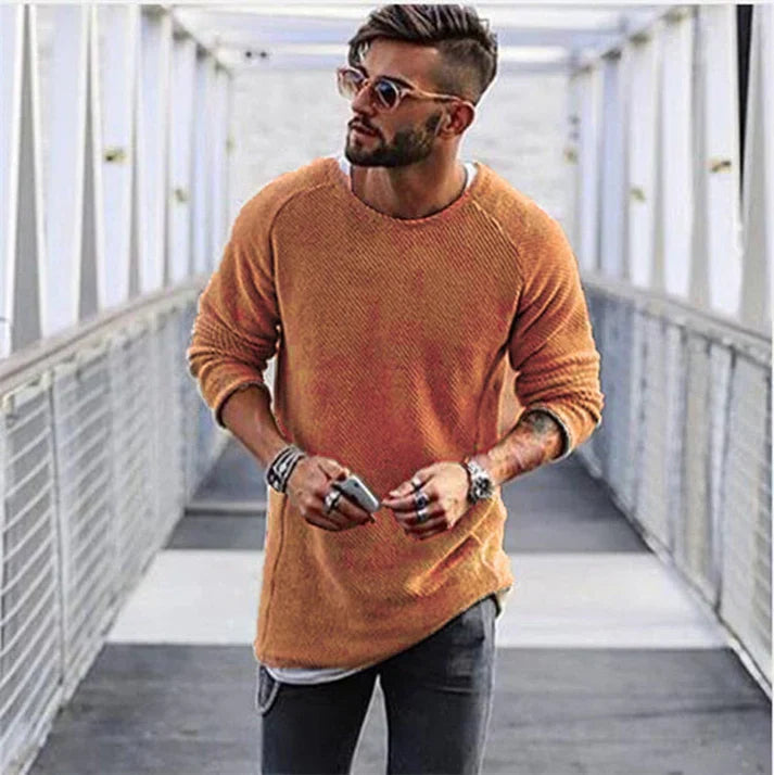 Modischer Langer Herren-Strickpullover im Lässigen Stil
