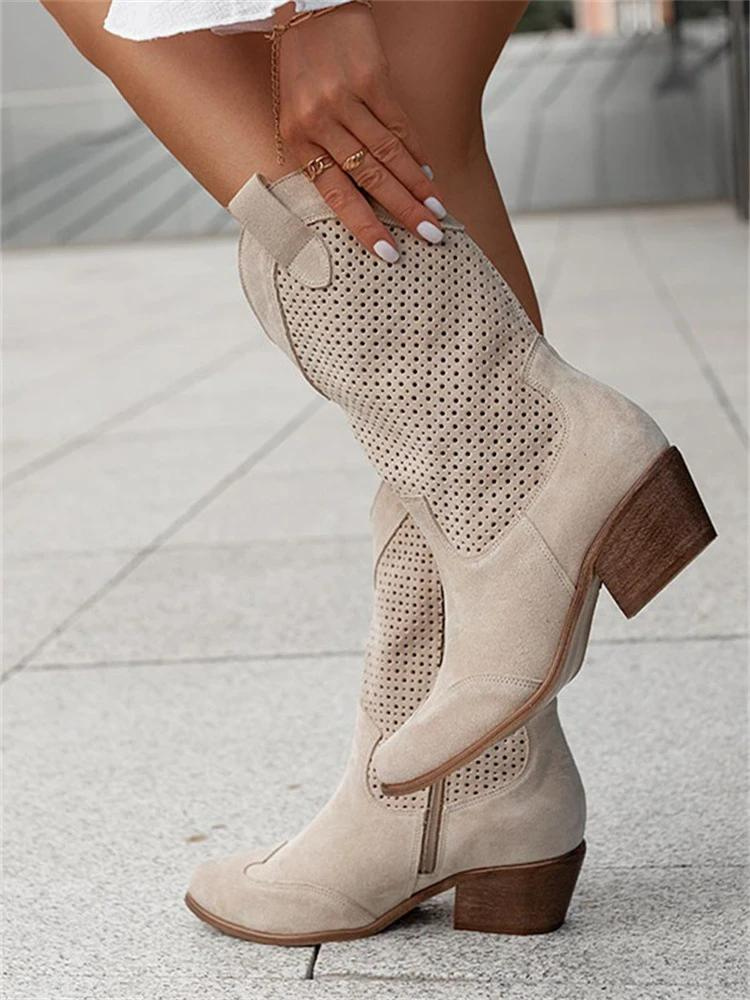 Damen Western-Cowboystiefeletten aus veganem Leder mit Absatz | Ideal für den Alltag