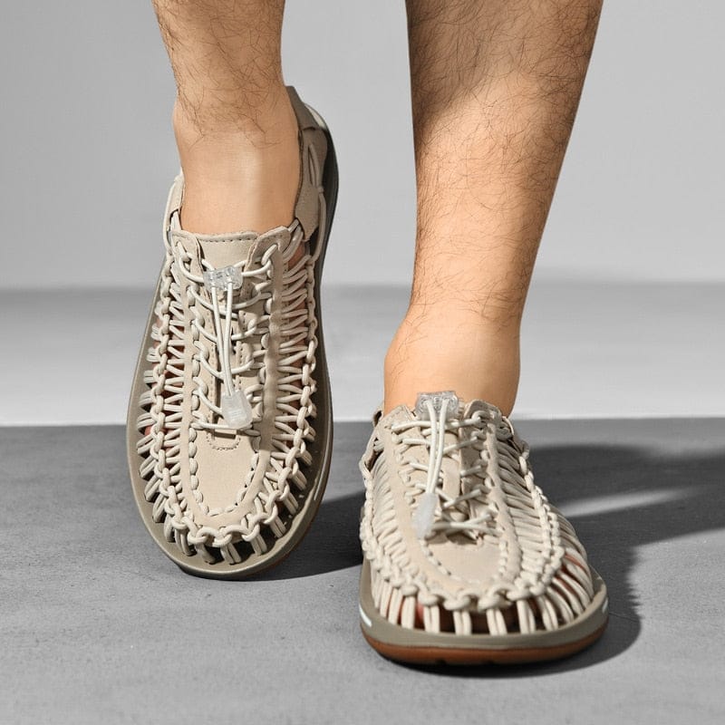 Herren Outdoor-Sandalen mit Kordelverschluss – Bequeme Geflecht-Sommerschuhe für Strand, Freizeit & Abenteuer