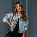 Leopard-Print Denimjacke