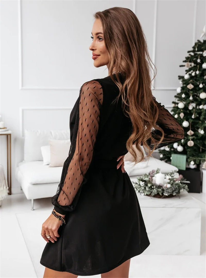 Netzärmel-Kleid