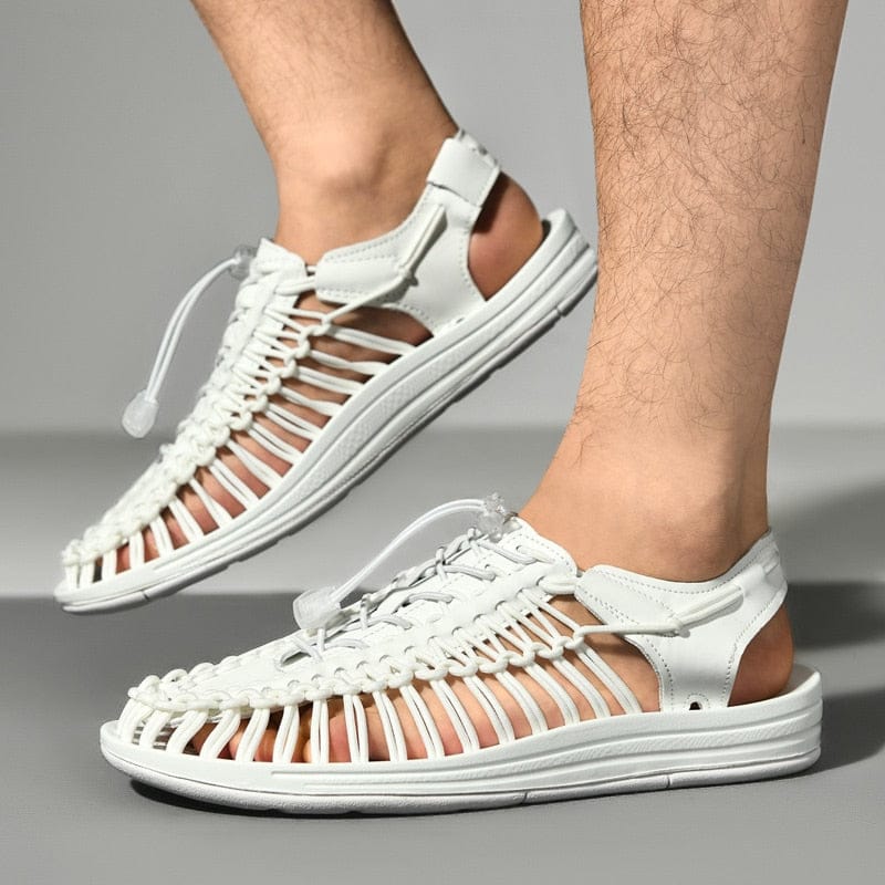 Herren Outdoor-Sandalen mit Kordelverschluss – Bequeme Geflecht-Sommerschuhe für Strand, Freizeit & Abenteuer