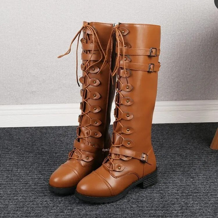 Lulu - Vintage-Schnürstiefel mit Schnallenverschluss