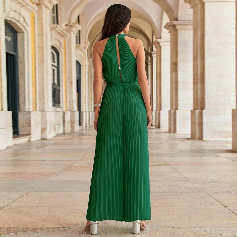 Green Pleated Jumpsuit
