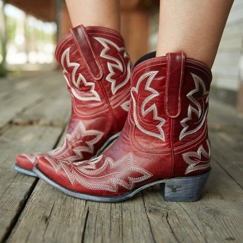 Lina - Leder-Cowboystiefel mit Stickerei
