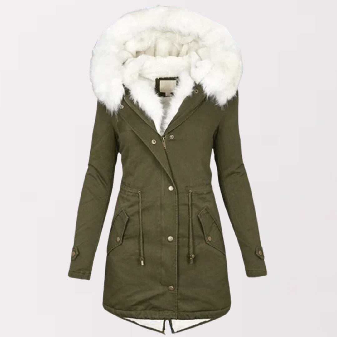Scarlett Parka Coat with Hood and Fur Lining