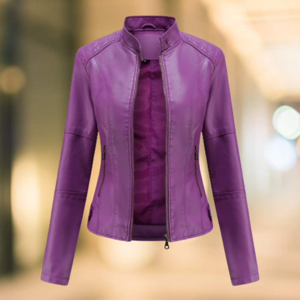 Star - Stilvolle und modische Lederjacke mit Stehkragen