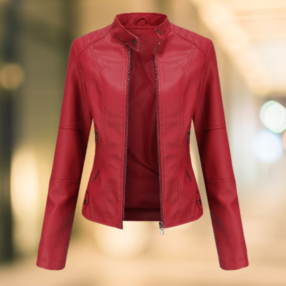 Star - Stilvolle und modische Lederjacke mit Stehkragen