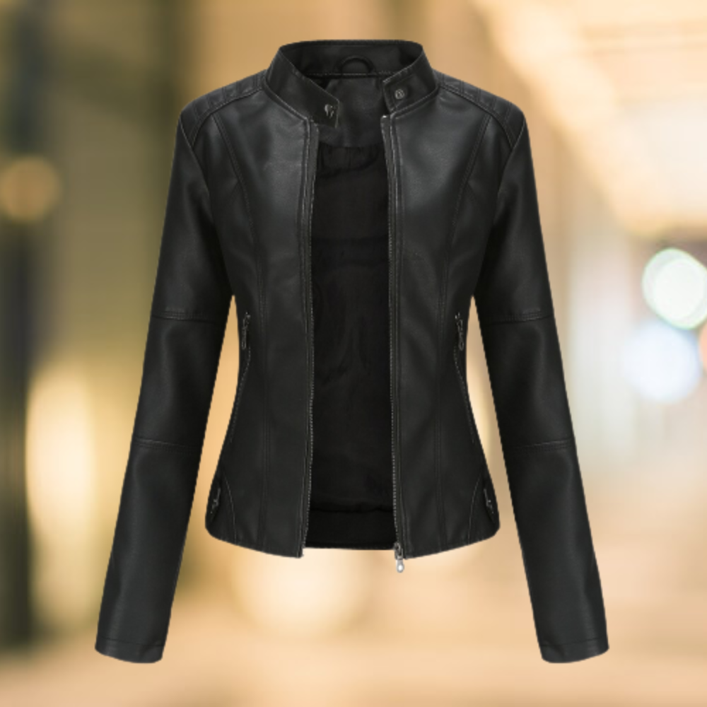 Star - Stilvolle und modische Lederjacke mit Stehkragen