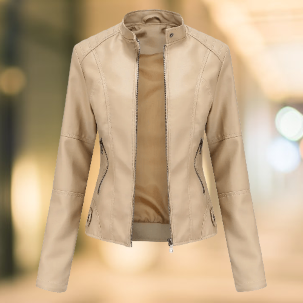 Star - Stilvolle und modische Lederjacke mit Stehkragen