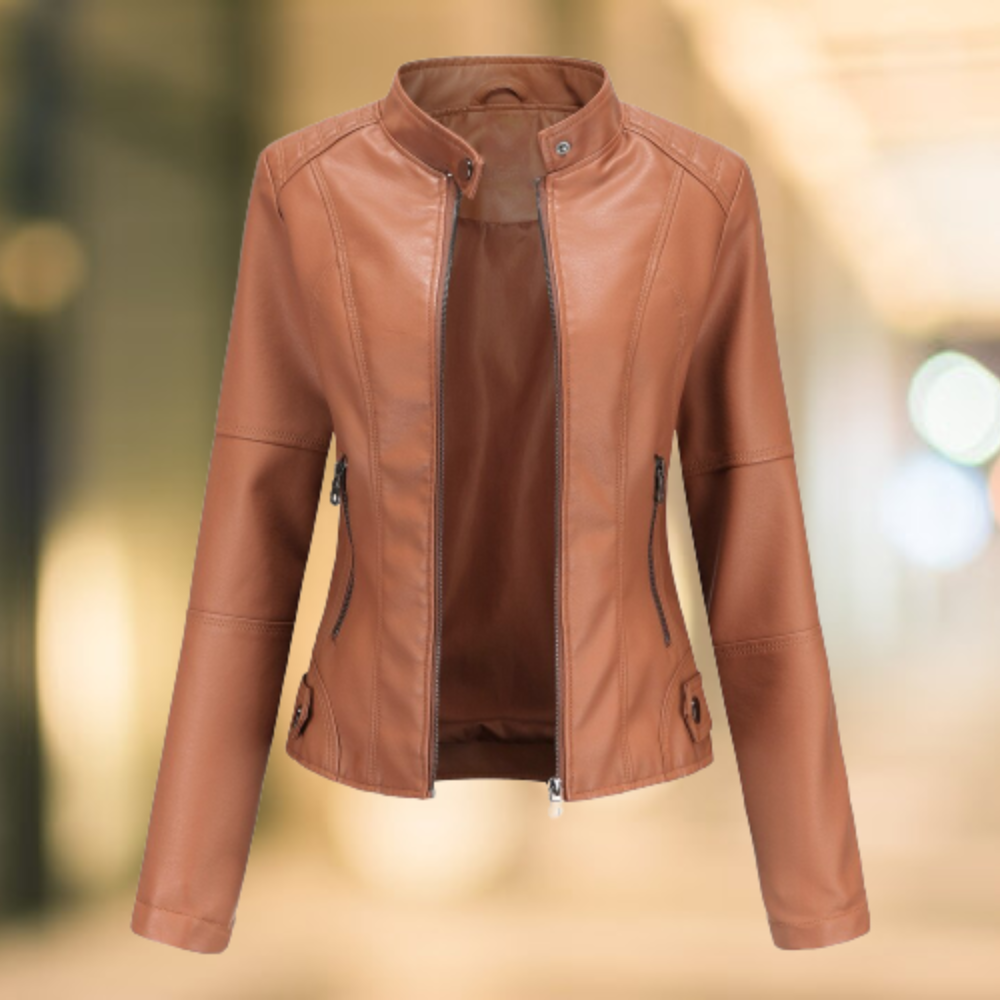 Star - Stilvolle und modische Lederjacke mit Stehkragen