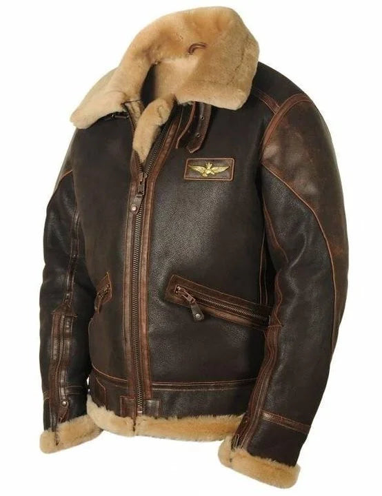 Orson - Vintage Charm: Sheepskin Aviator Jacket