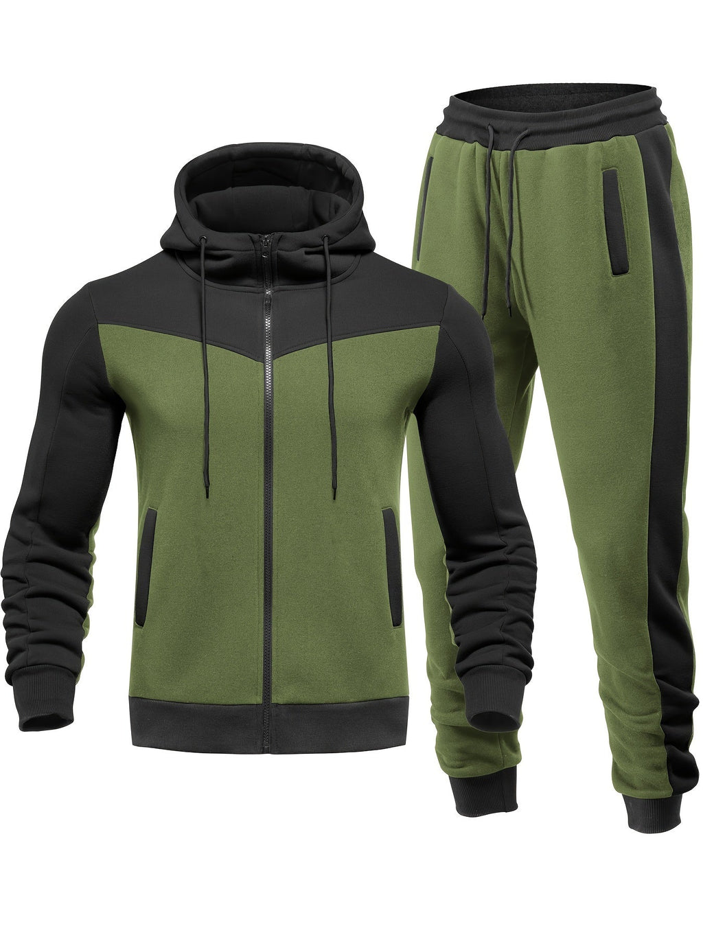 Moderner Herren-Trainingsanzug mit Kragenjacke und Hose in Einfarbigem Design | Ideal für entspannte Tage