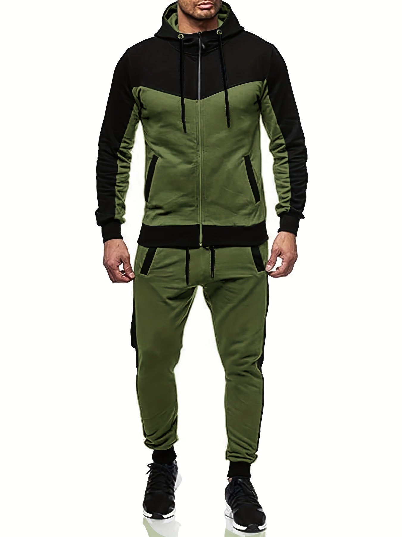 Moderner Herren-Trainingsanzug mit Kragenjacke und Hose in Einfarbigem Design | Ideal für entspannte Tage