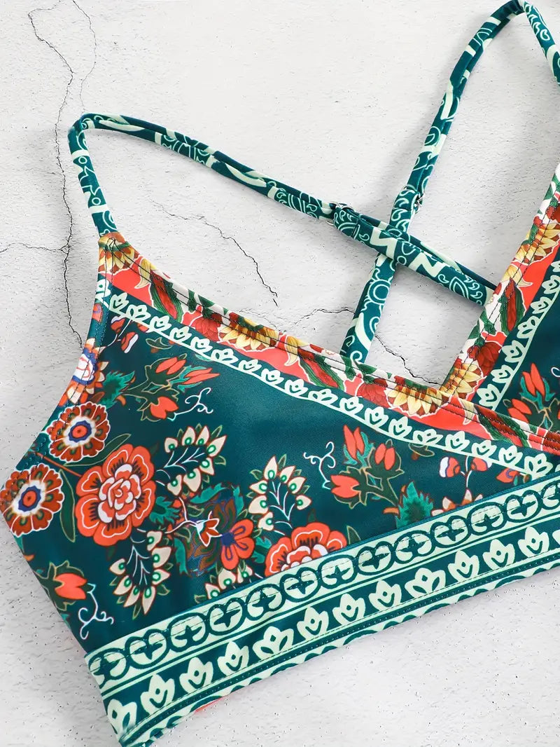 Flora – 2-teiliges Bikini-Set im Ethno-Crisscross-Design