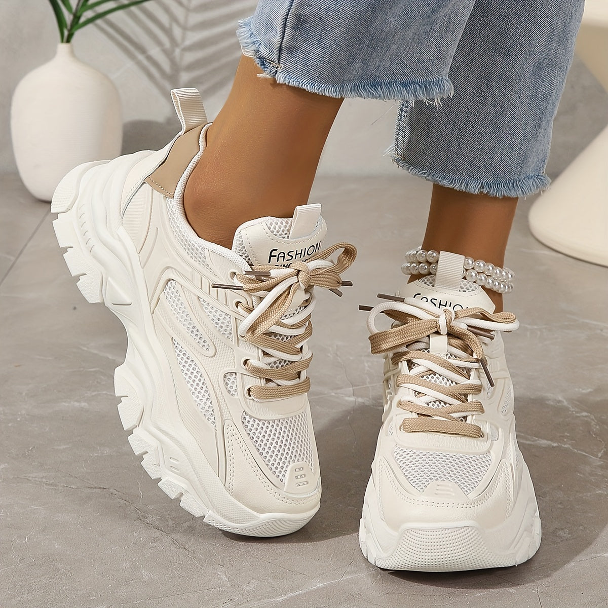 Modische Mesh-Chunky-Sneaker für Damen | Ideal für den täglichen Gebrauch