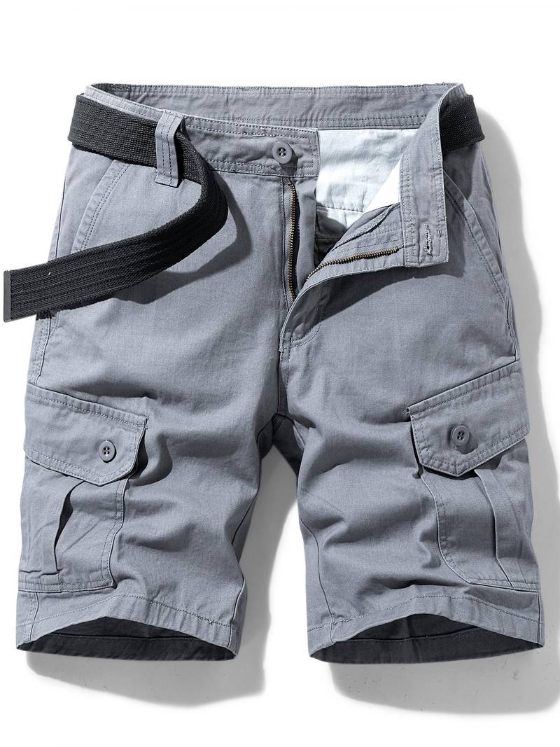 Herren Cargo-Shorts mit Gürtel – Funktionale Sommer- und Outdoor-Hose mit Seitentaschen und Reißverschluss
