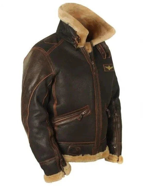 Orson - Vintage Charm: Sheepskin Aviator Jacket