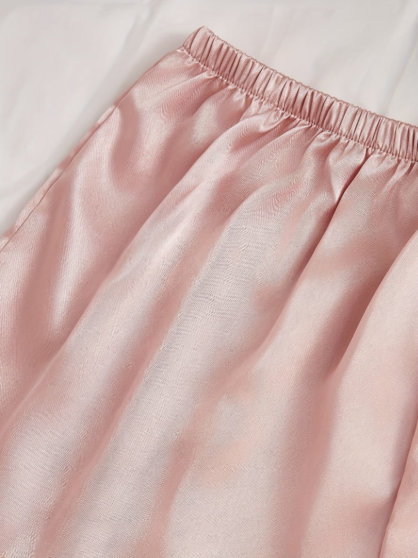 Elegantes 4-teiliges Satin-Pyjama-Set mit Spitzenakzenten für Damen | Ideal für den Alltag