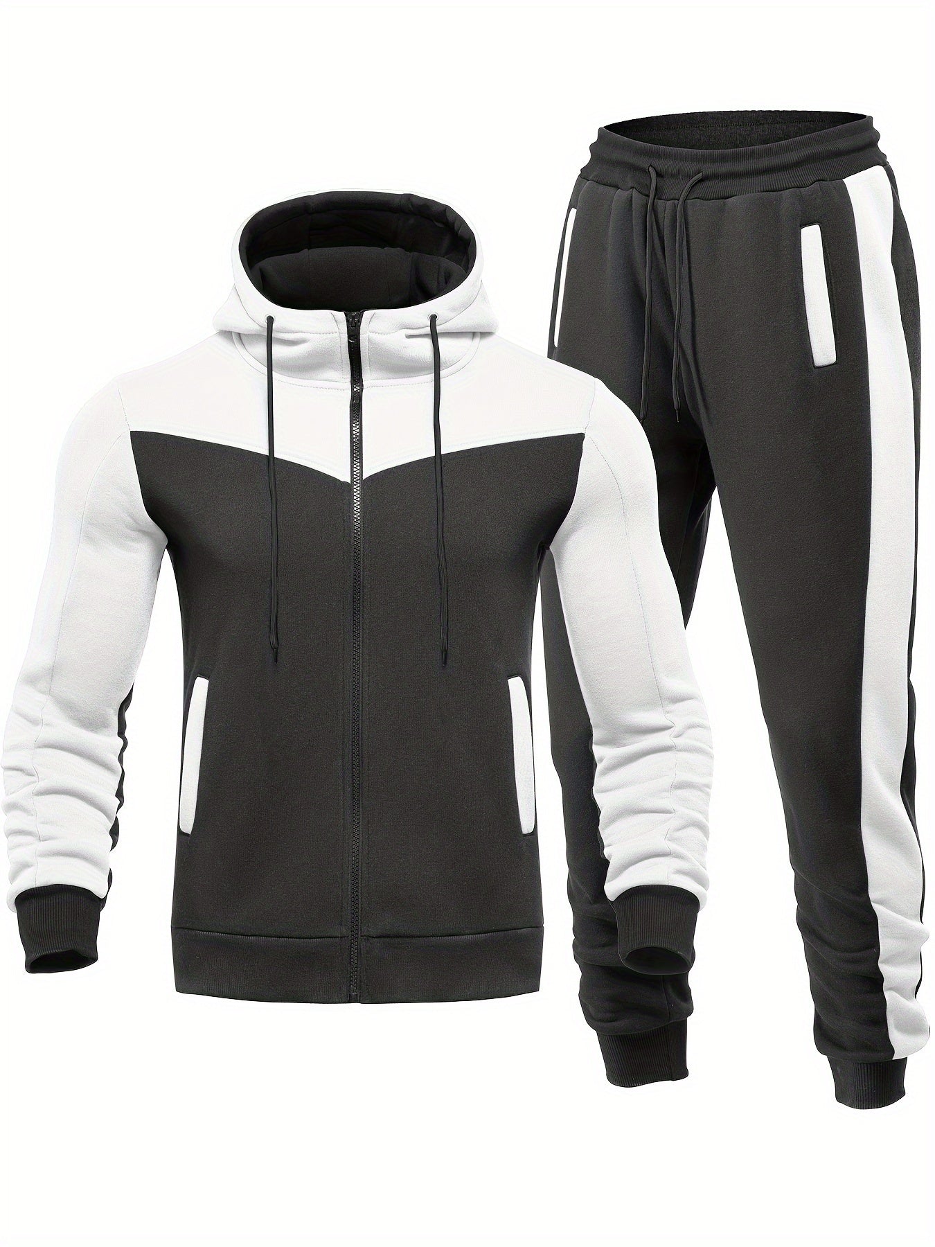 Moderner Herren-Trainingsanzug mit Kragenjacke und Hose in Einfarbigem Design | Ideal für entspannte Tage