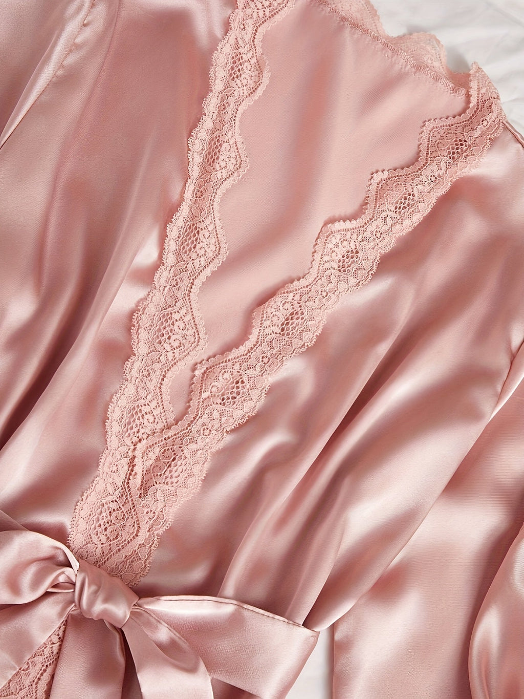 Elegantes 4-teiliges Satin-Pyjama-Set mit Spitzenakzenten für Damen | Ideal für den Alltag