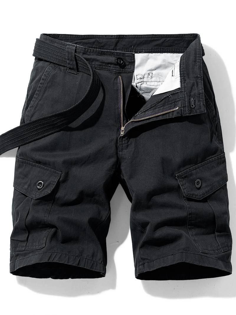 Herren Cargo-Shorts mit Gürtel – Funktionale Sommer- und Outdoor-Hose mit Seitentaschen und Reißverschluss