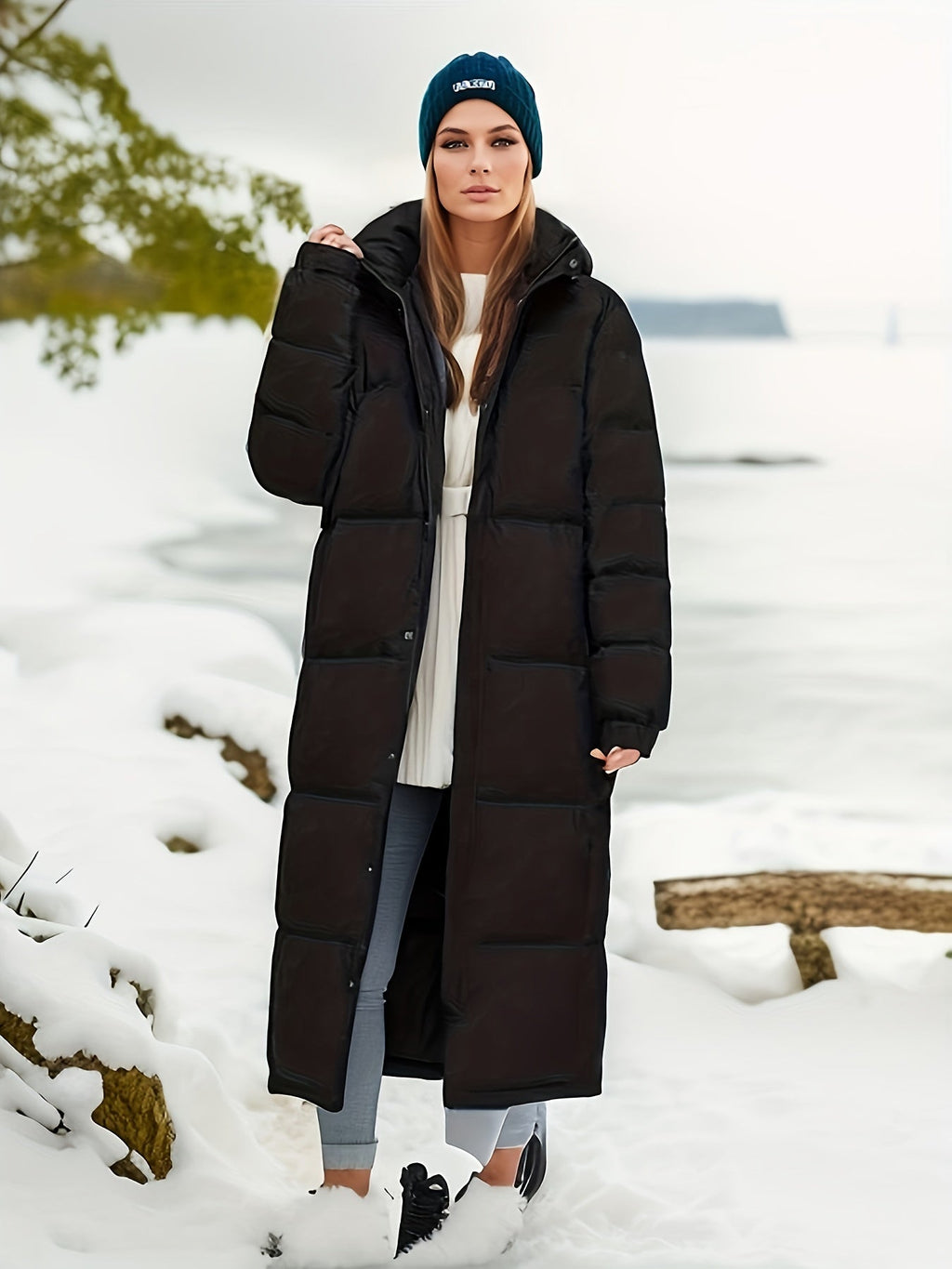 Moderner langer Winter-Daunenparka für Damen | Ideal für Outdoor-Aktivitäten