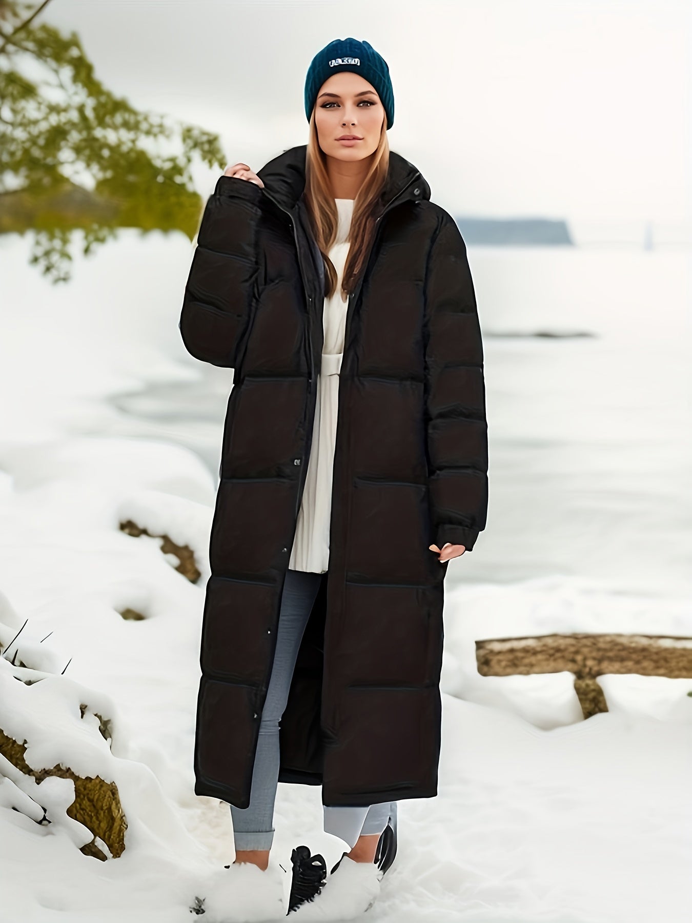 Moderner langer Winter-Daunenparka für Damen | Ideal für Outdoor-Aktivitäten
