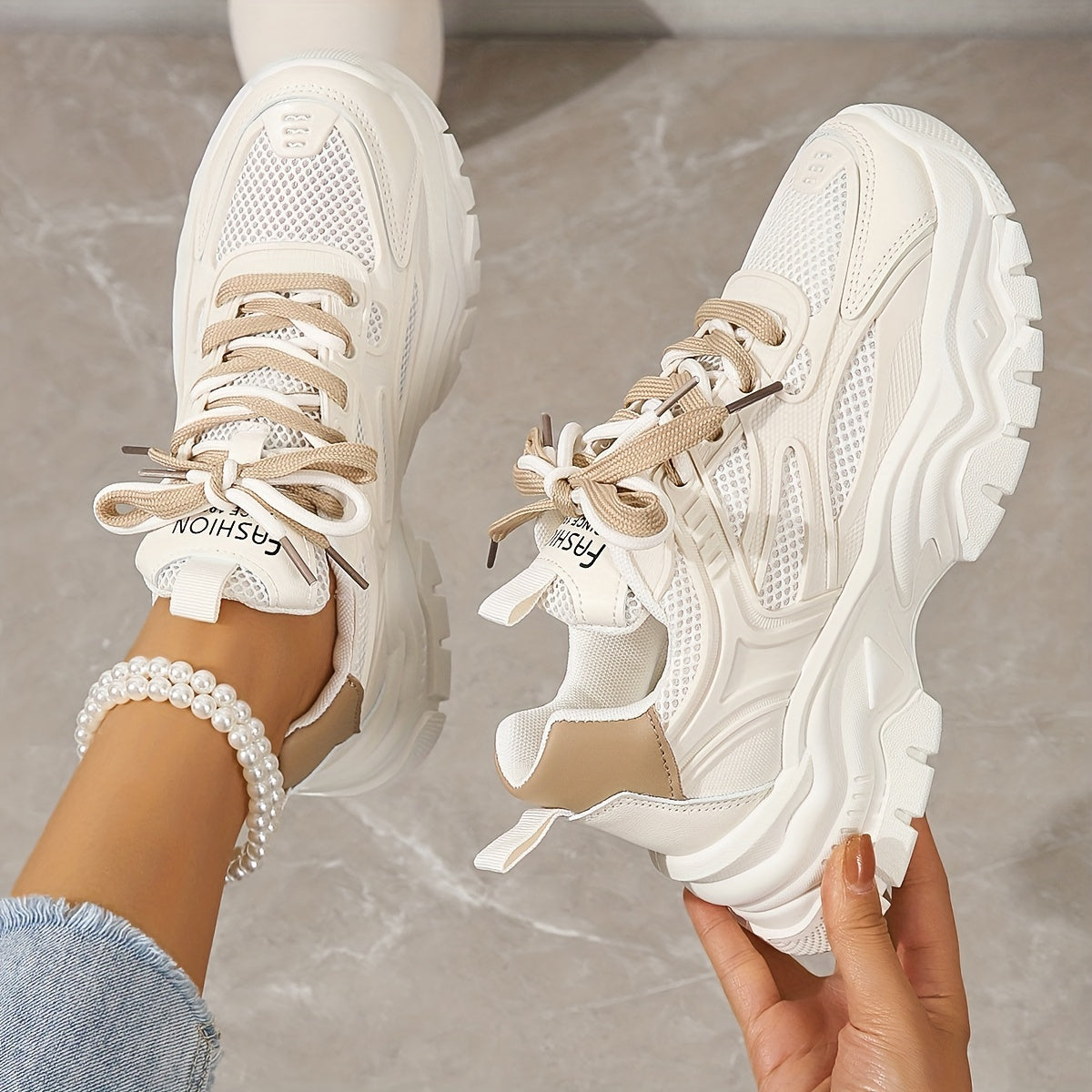 Modische Mesh-Chunky-Sneaker für Damen | Ideal für den täglichen Gebrauch