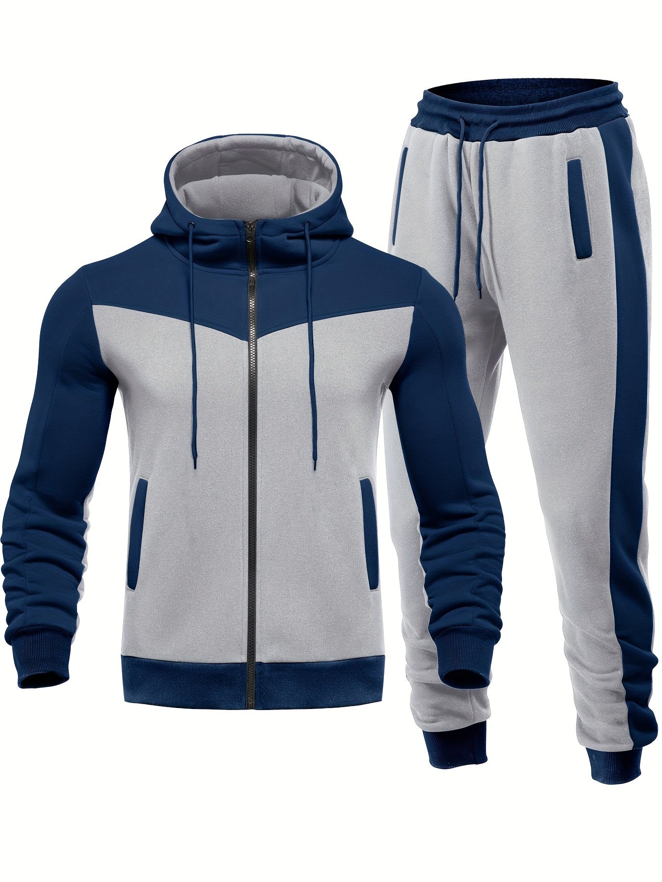 Moderner Herren-Trainingsanzug mit Kragenjacke und Hose in Einfarbigem Design | Ideal für entspannte Tage
