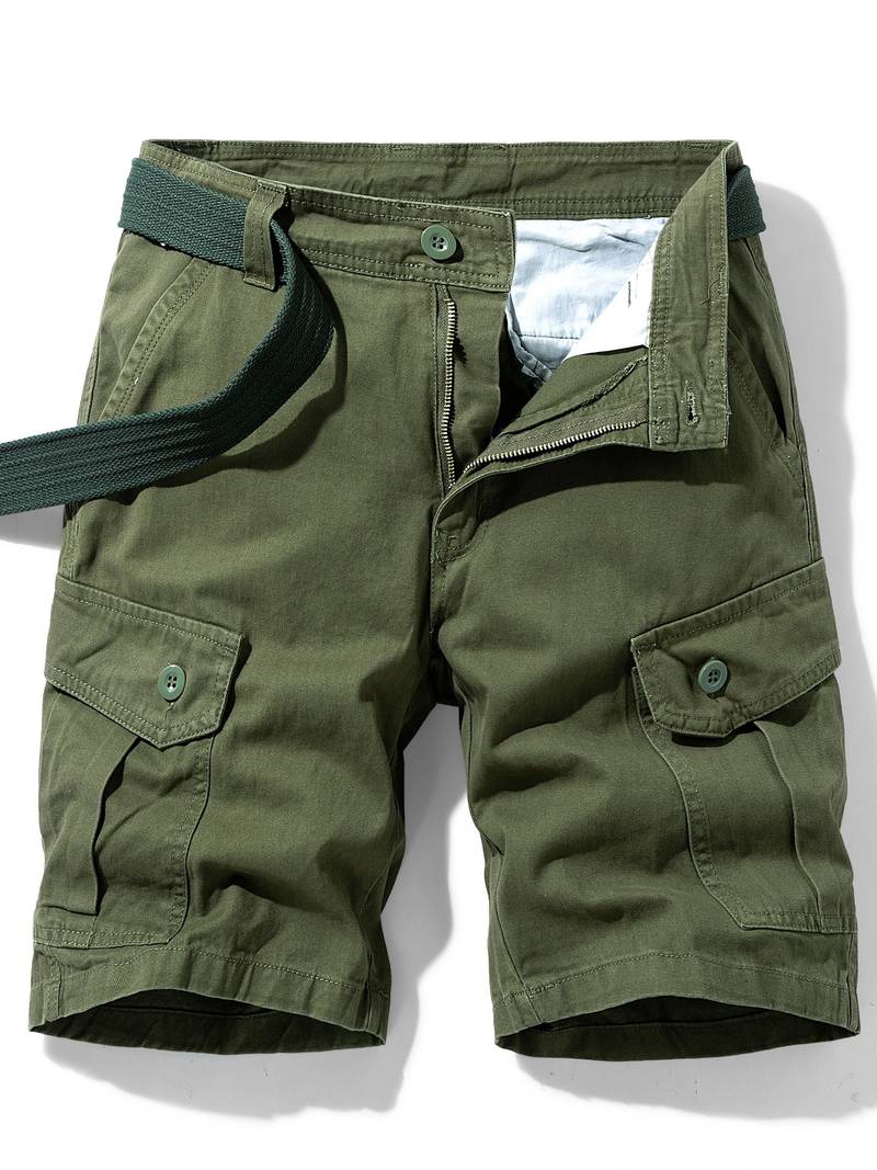 Herren Cargo-Shorts mit Gürtel – Funktionale Sommer- und Outdoor-Hose mit Seitentaschen und Reißverschluss