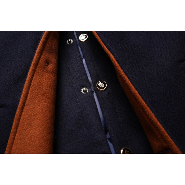 Warmer Herren-Langer Wollmantel mit Doppelkragen und Knöpfen | Ideal für kalte Tage