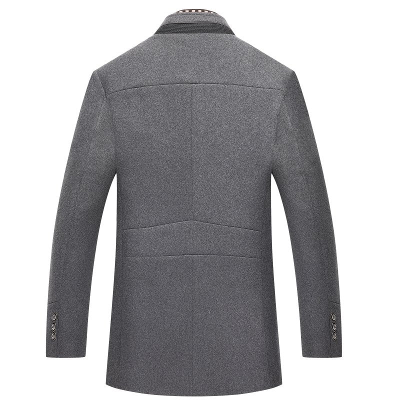 Warmer Herren-Langer Wollmantel mit Doppelkragen und Knöpfen | Ideal für kalte Tage