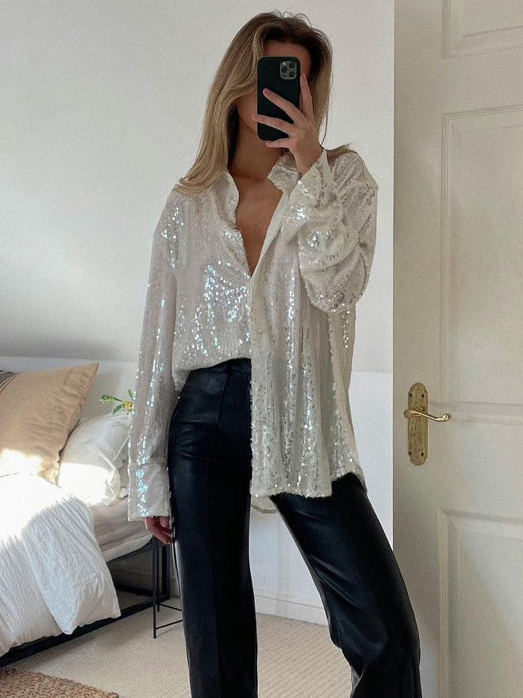 Glitzerbluse in Übergröße für Damen