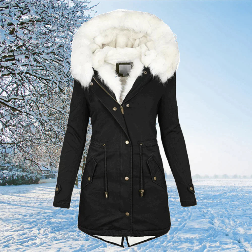 Scarlett Parka Coat with Hood and Fur Lining