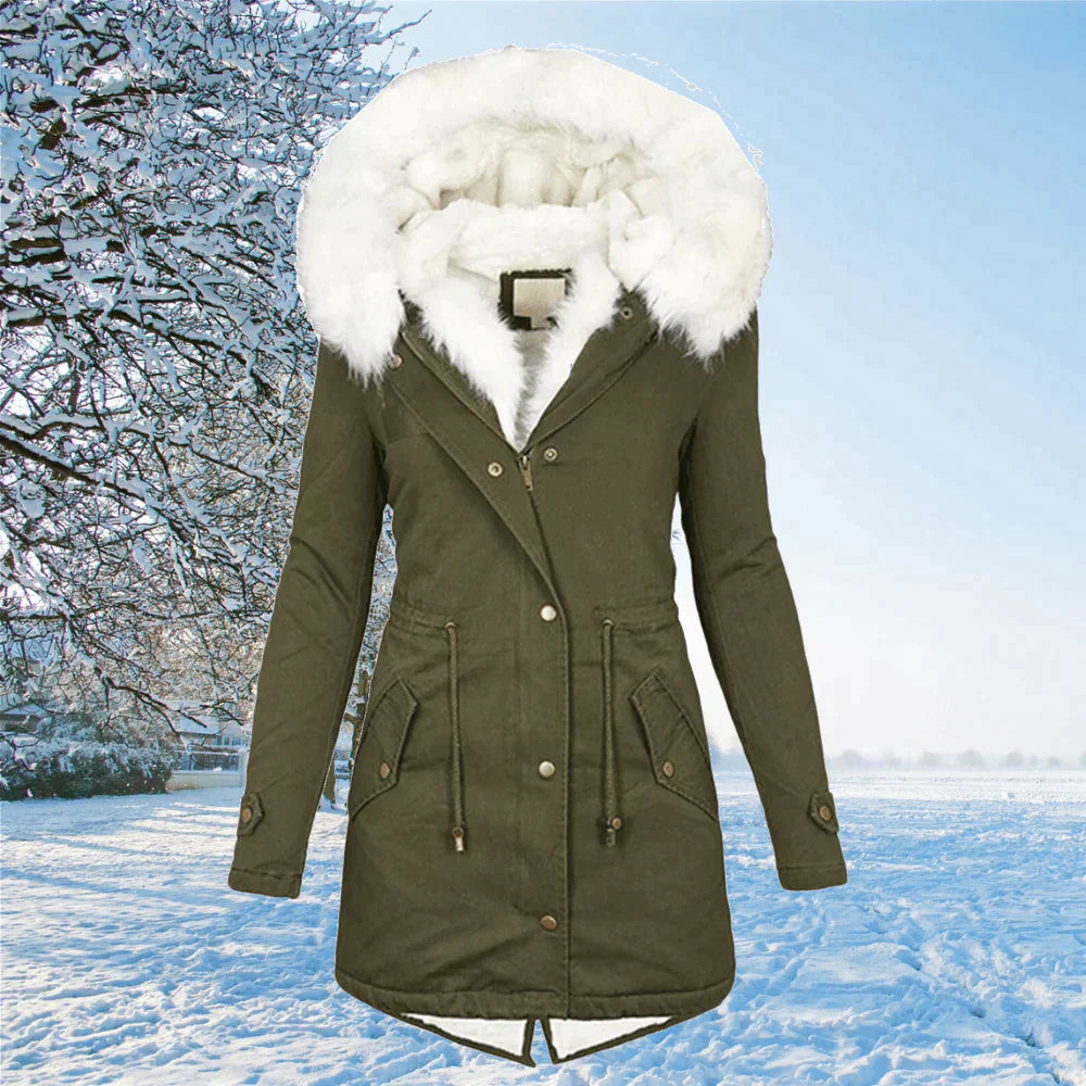 Scarlett Parka Coat with Hood and Fur Lining