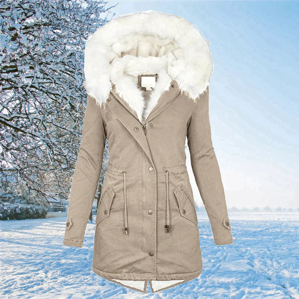 Scarlett Parka Coat with Hood and Fur Lining